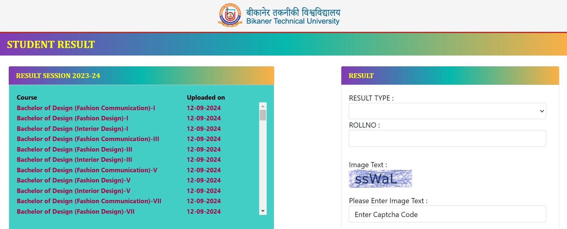 BTU Result 2024