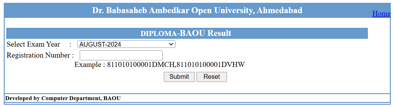 BAOU Result 2024 Login Diploma