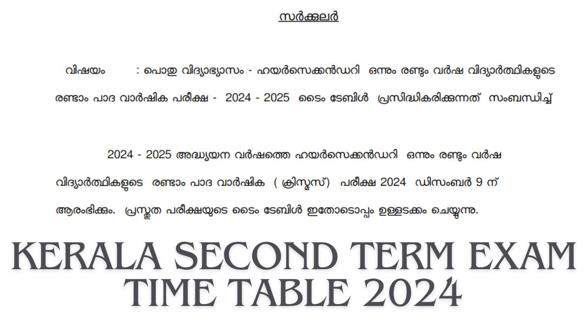 Kerala Second Term Exam Time Table 2024