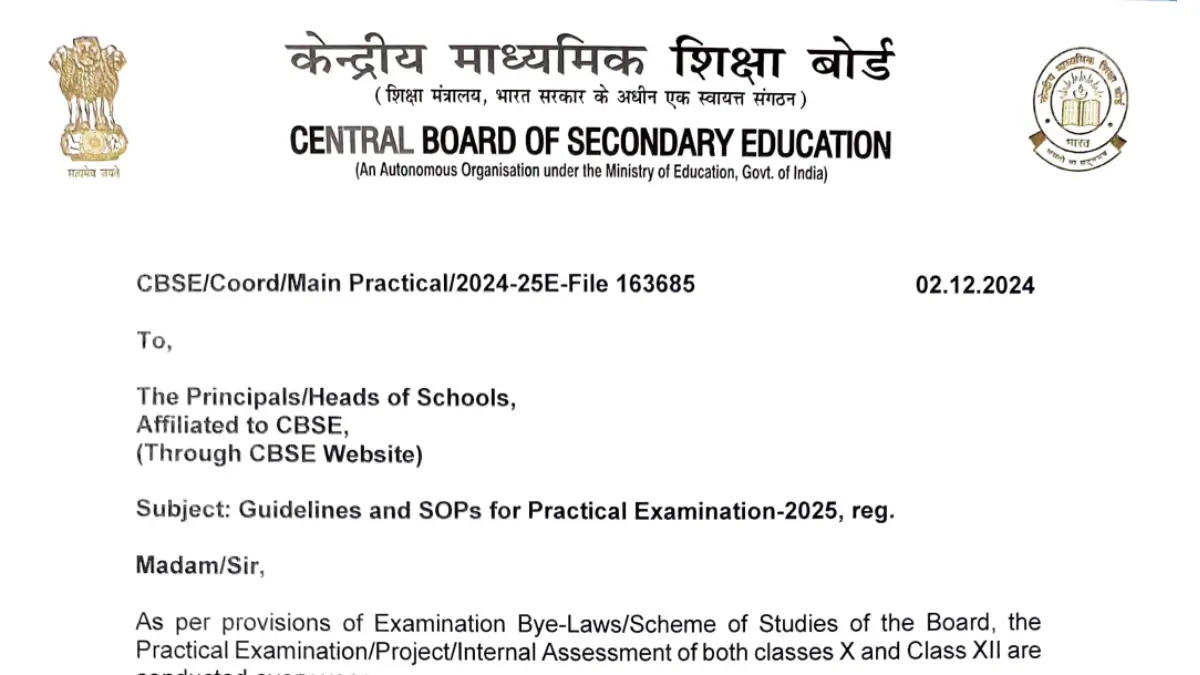 CBSE Board Practical Exam 2025 SOPs