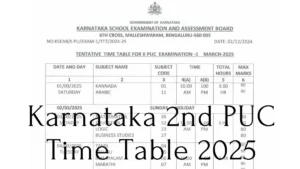 Karnataka 2nd PUC Time Table 2025