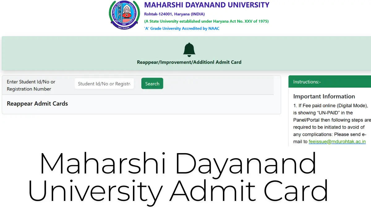 MDU Admit Card