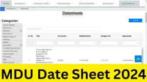 MDU Date Sheet 2024