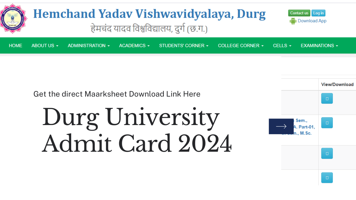 Durg University Admit Card 2024