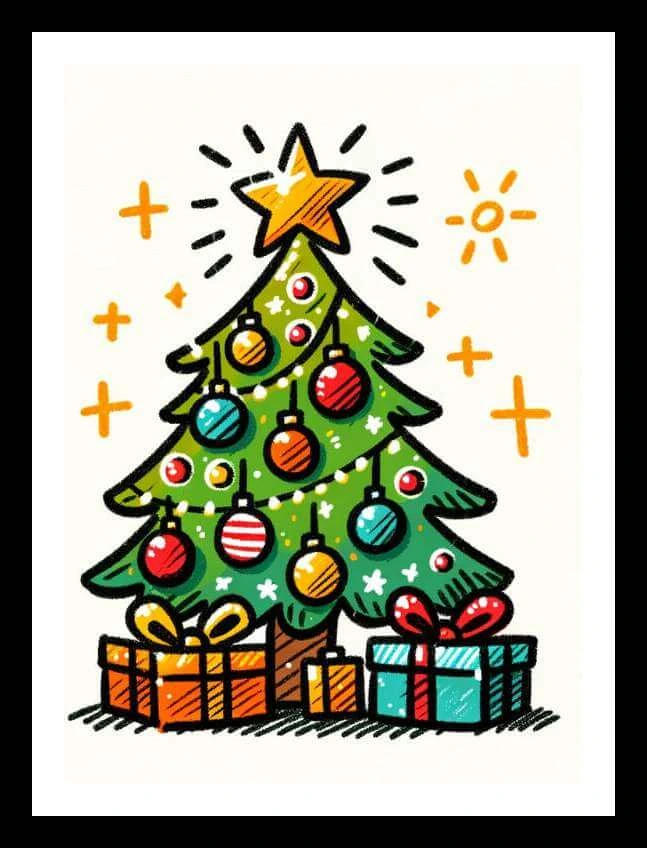 Christmas Tree Drawing Ideas with Gifts