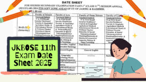 JKBOSE 11th Exam Date Sheet 2025