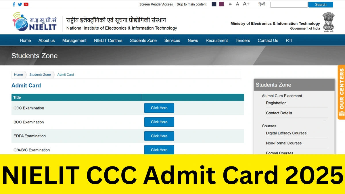 NIELIT CCC Admit Card 2025