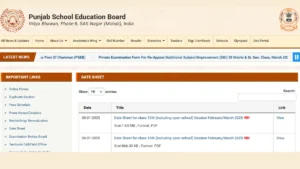 PSEB Date Sheet 2025