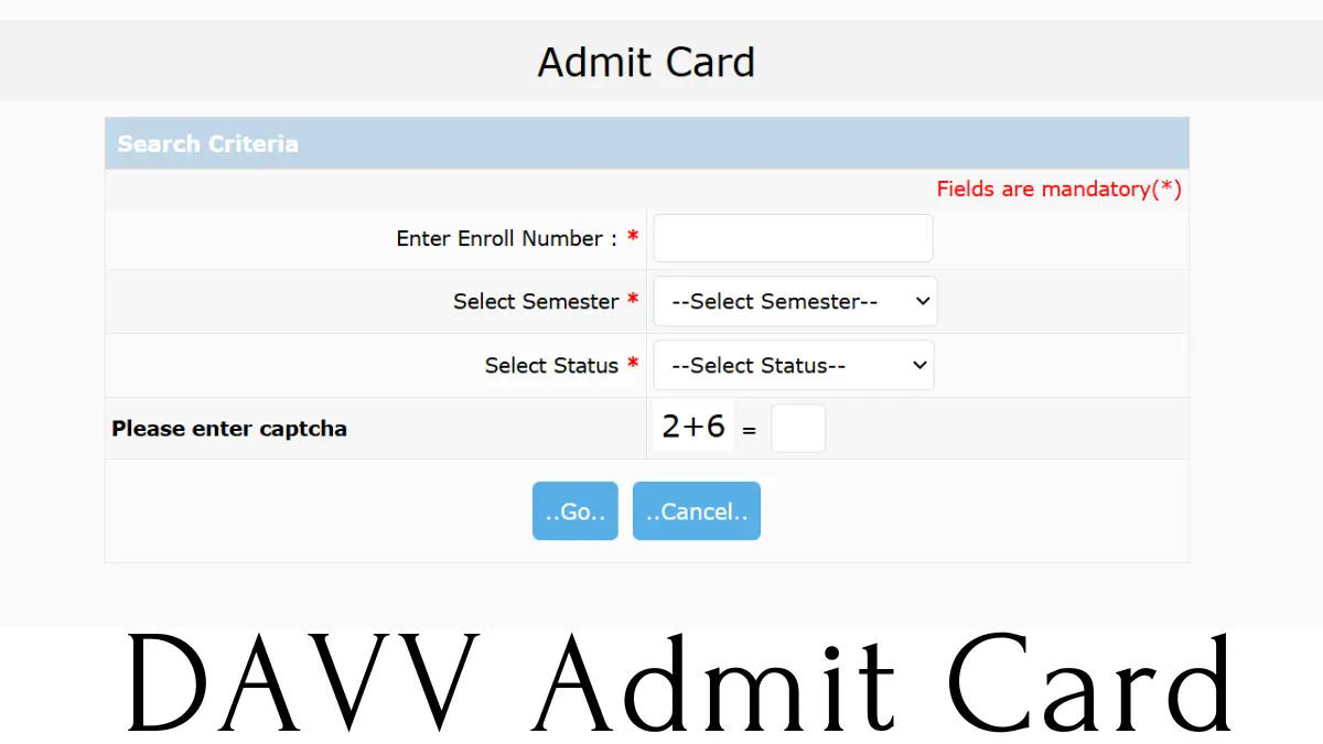 DAVV Admit Card