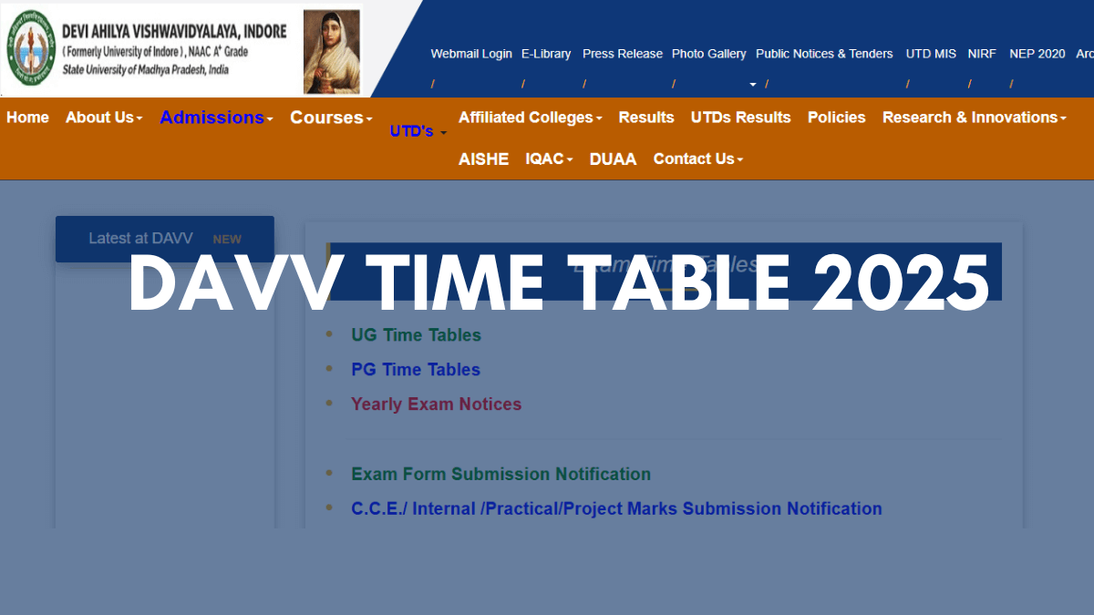 DAVV Time Table 2025