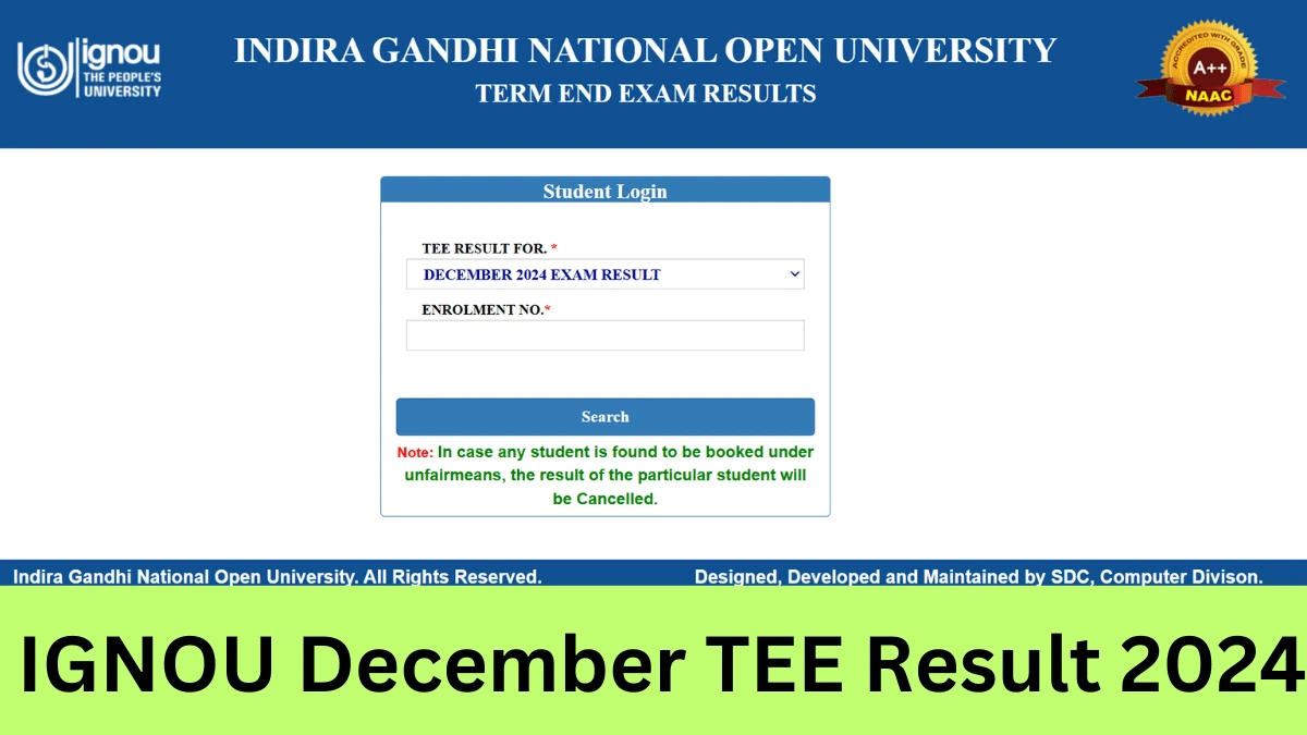 IGNOU December TEE Result 2024