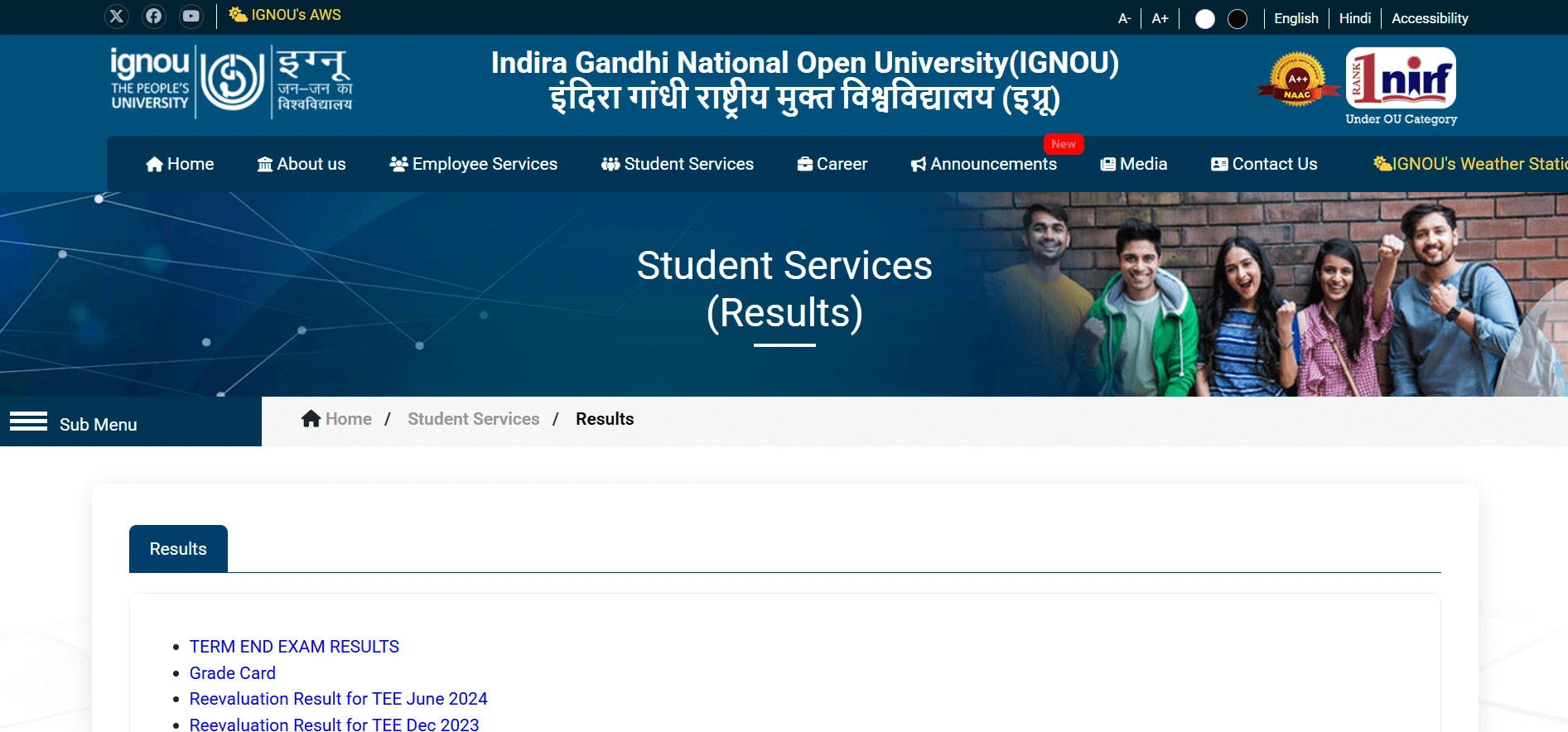 IGNOU December TEE Result 2024