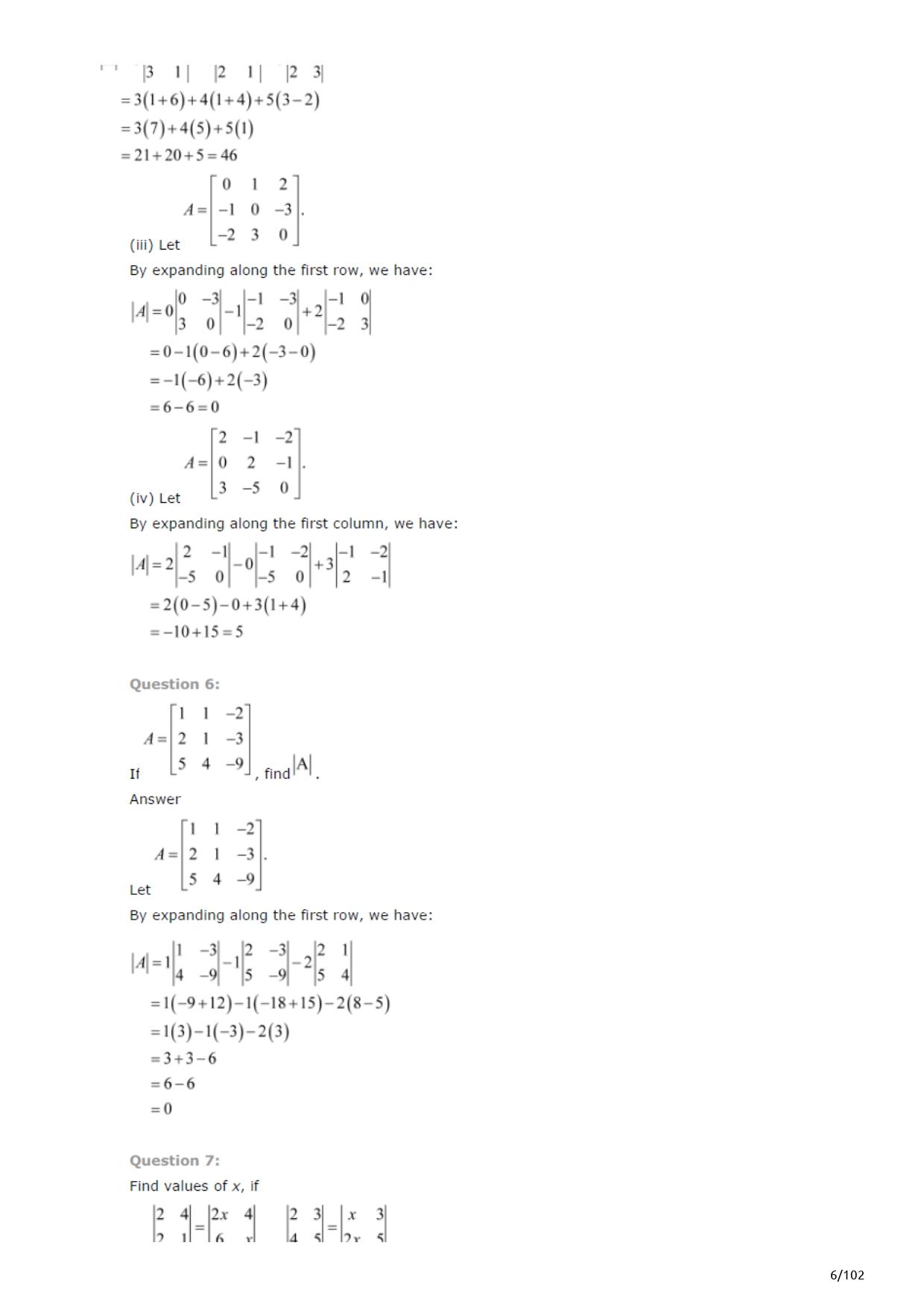 NCERT Solutions Maths Chapter 4 Determinants for Class 12 Pdf Download Link_5.1