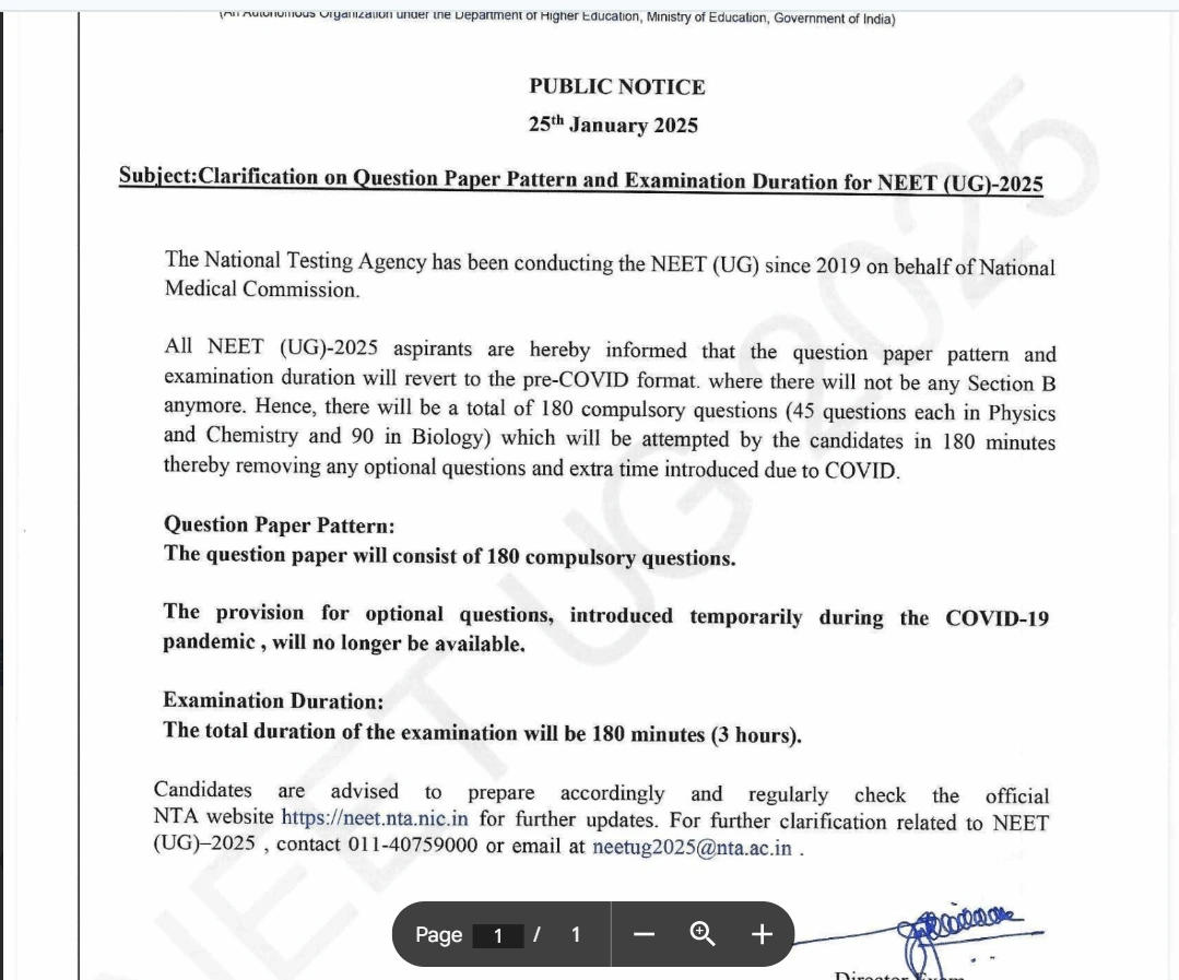 NEET Exam Pattern 2025 Revised