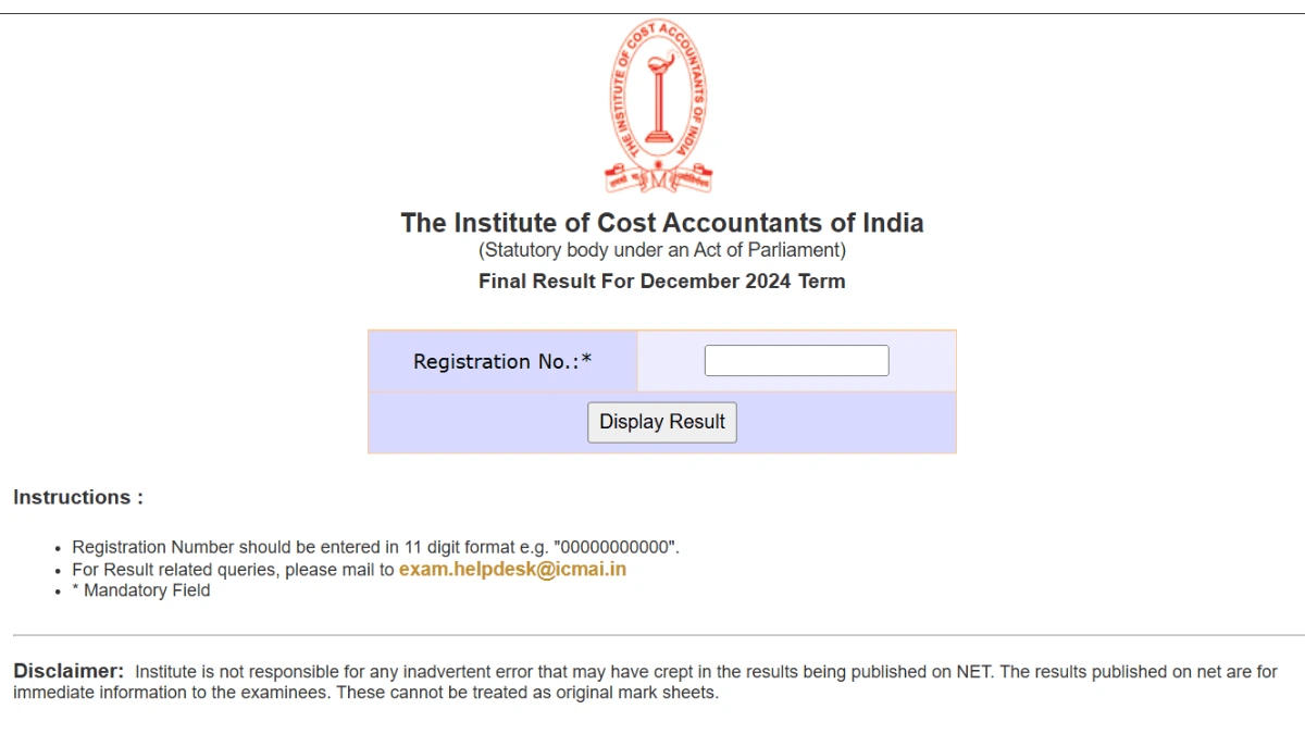 ICMAI CMA December 2024 Result