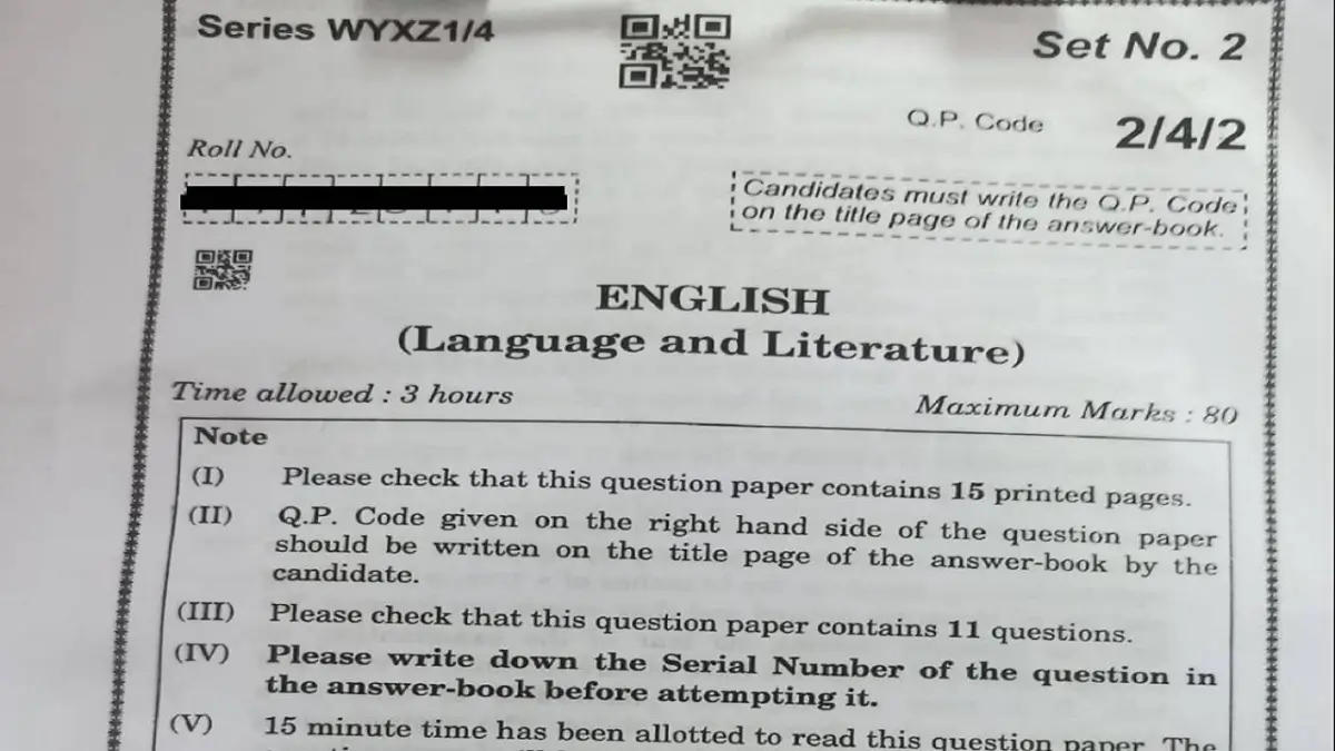 CBSE Class 10th English Question Paper 2025