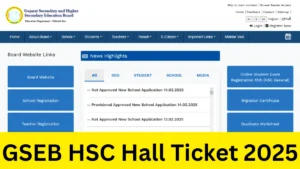 GSEB HSC Hall Ticket 2025