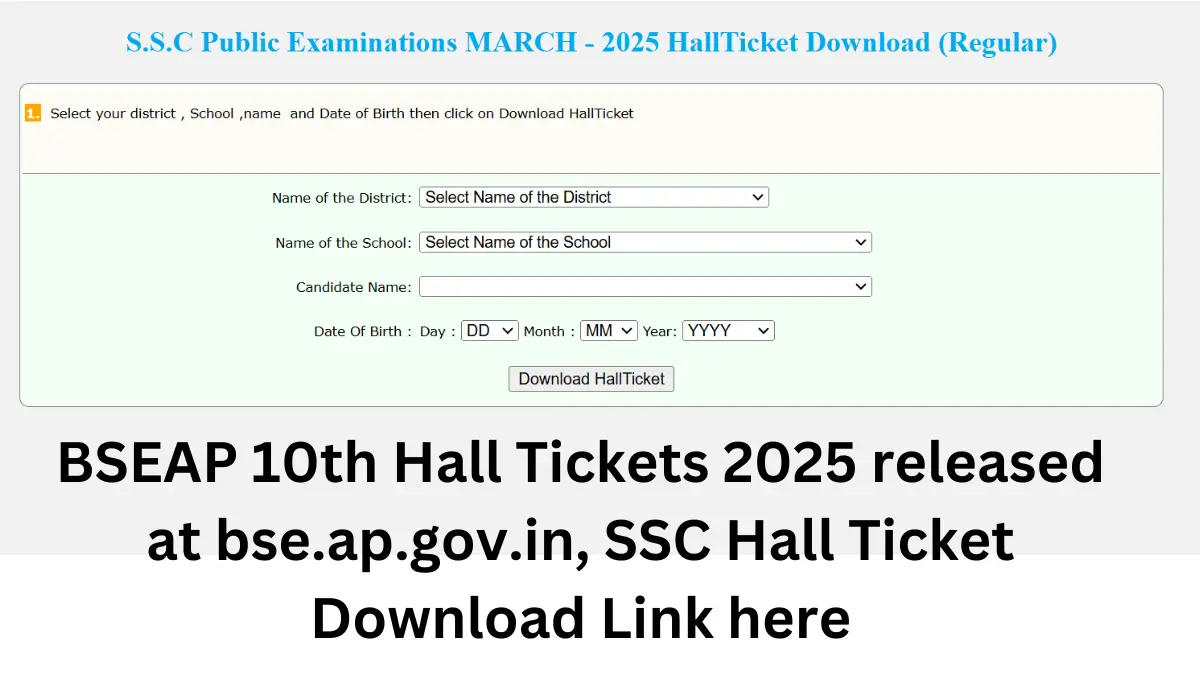 BSEAP 10th Hall Tickets 2025