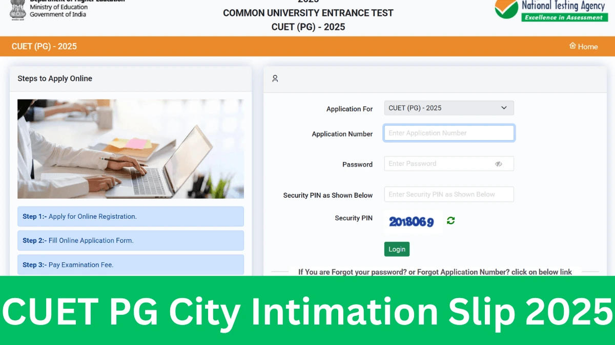 CUET PG City Intimation Slip 2025