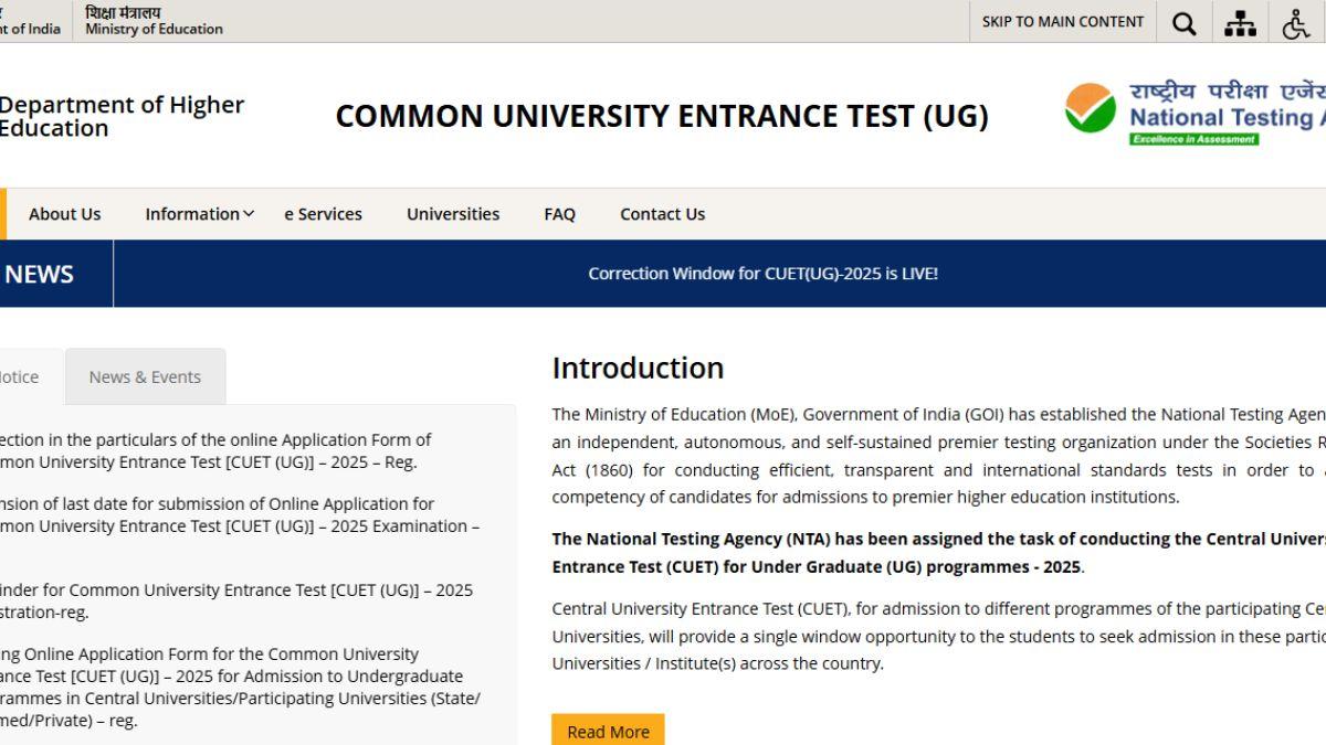 CUET UG 2025 Correction Window Closing Today