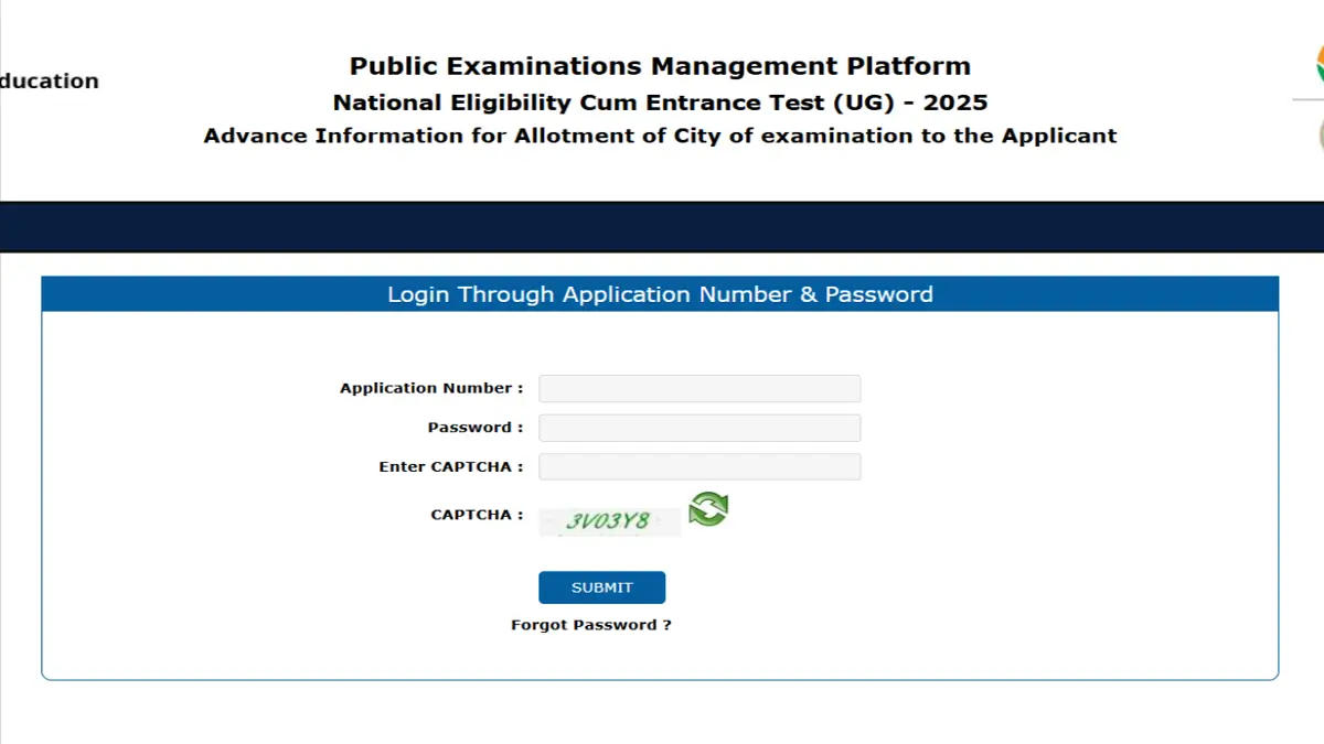 NEET City Intimation Slip 2025