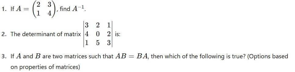 CUET Maths Answer Key 2025- May 15 Questions