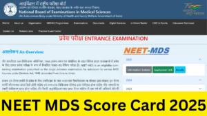 NEET MDS Score Card 2025