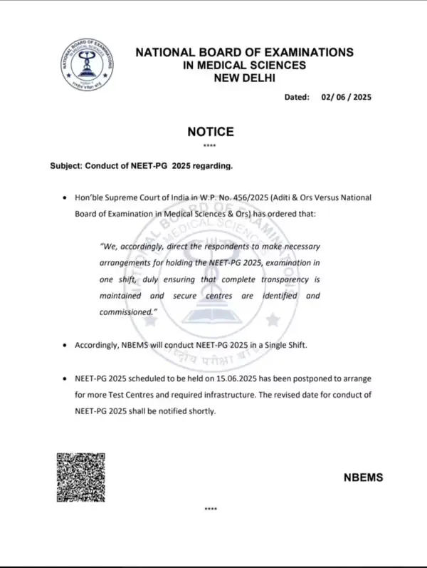 NEET PG 2025 Postponed Notice