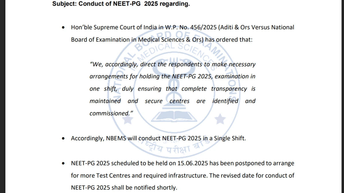 NEET PG 2025 Postponed