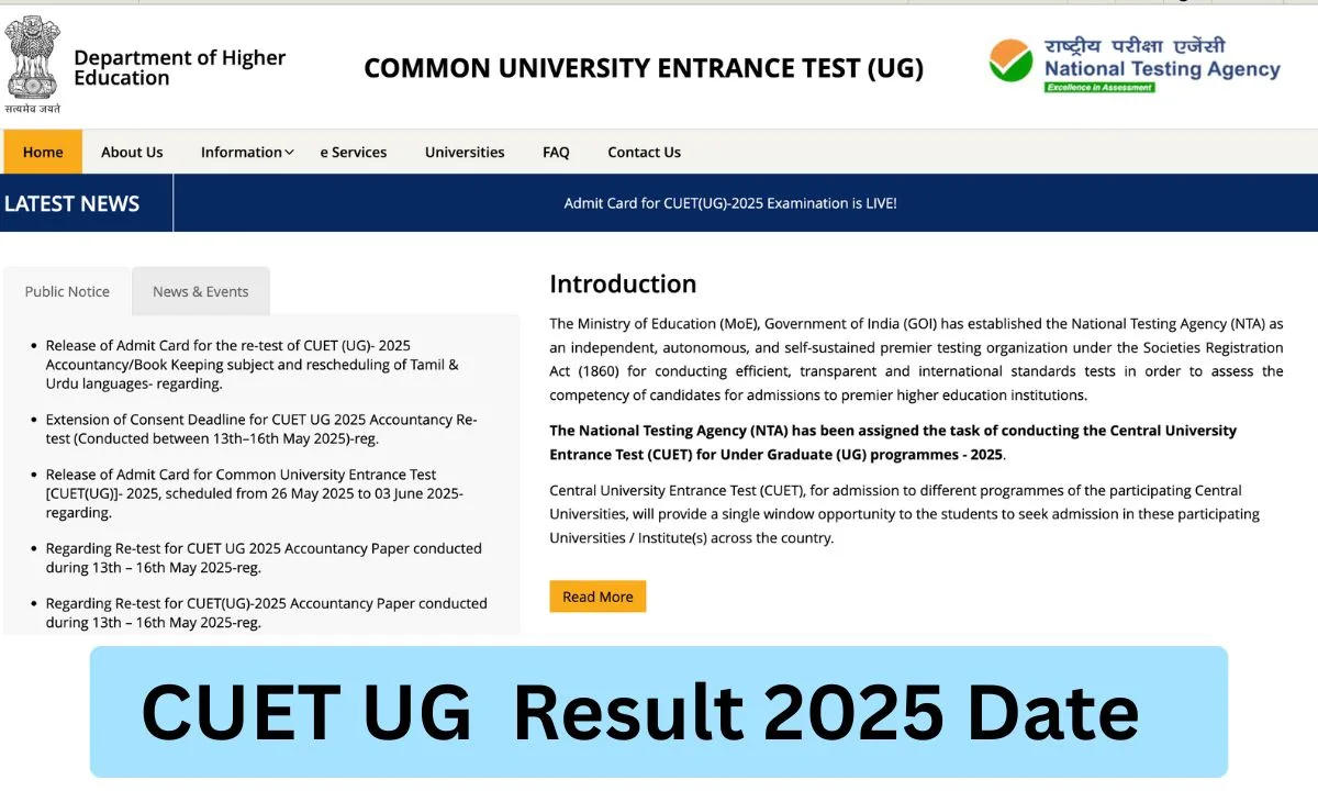 CUET UG 2025 Result Date