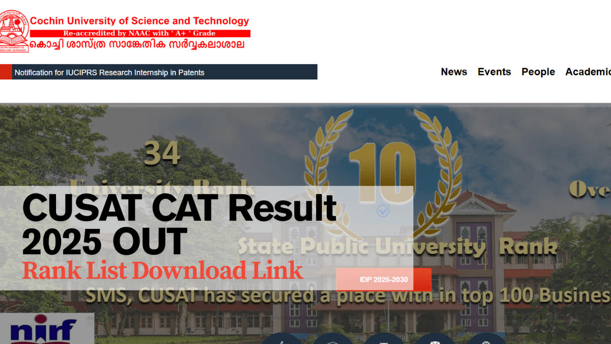 CUSAT CAT Result 2025
