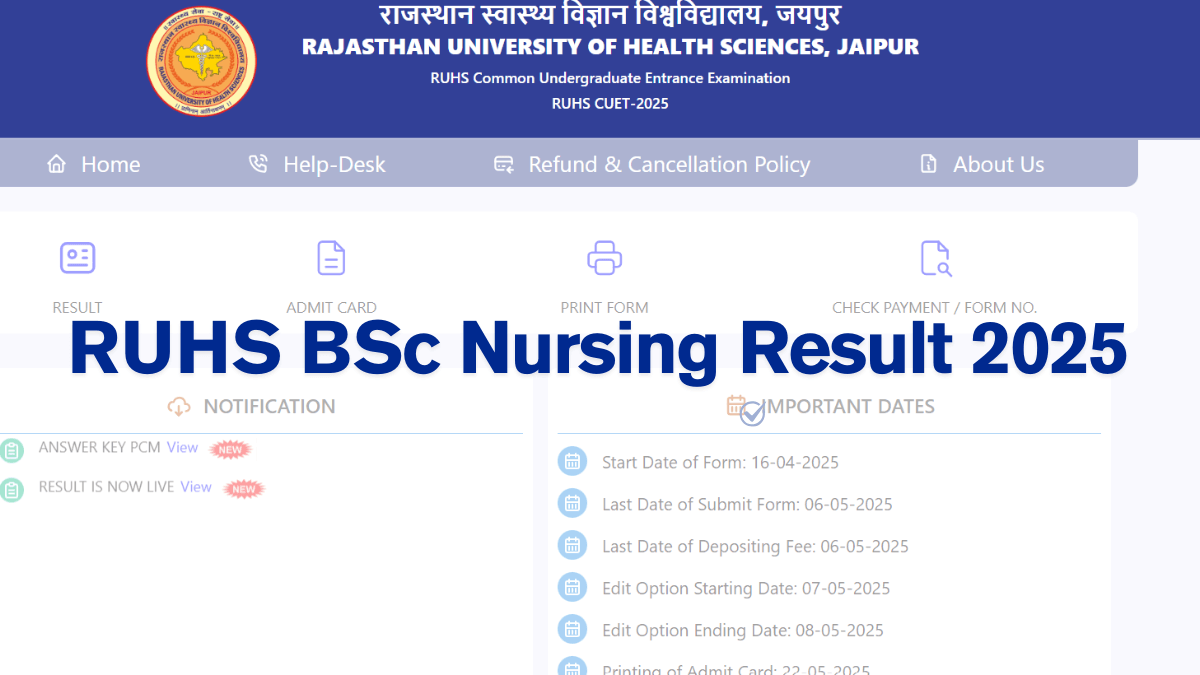 RUHS BSc Nursing Result 2025