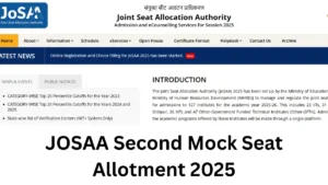 JOSAA Second Mock Seat Allotment 2025