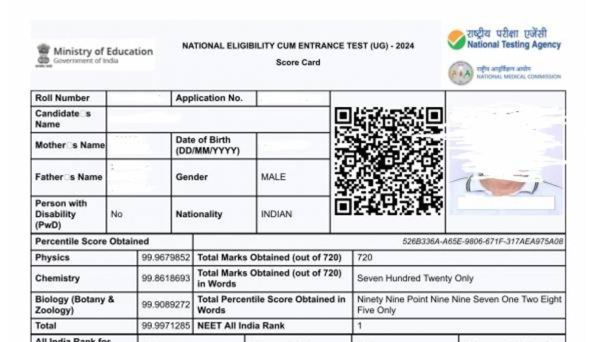 NEET UG Scorecard 2025