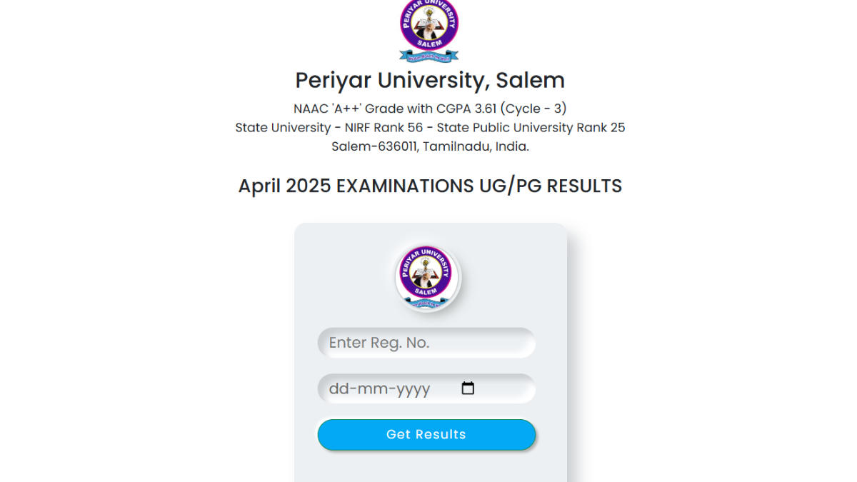 Periyar University Results 2025