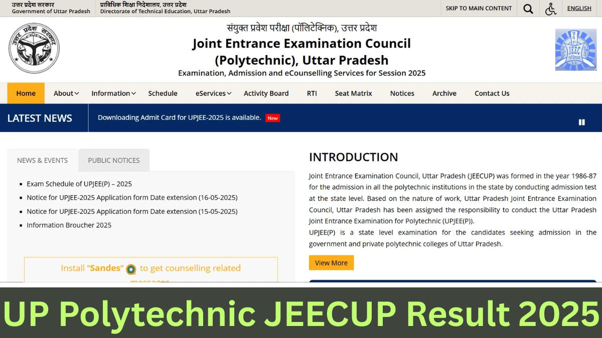 UP Polytechnic JEECUP Result 2025