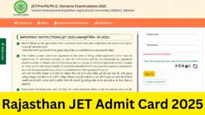 Rajasthan JET Admit Card 2025