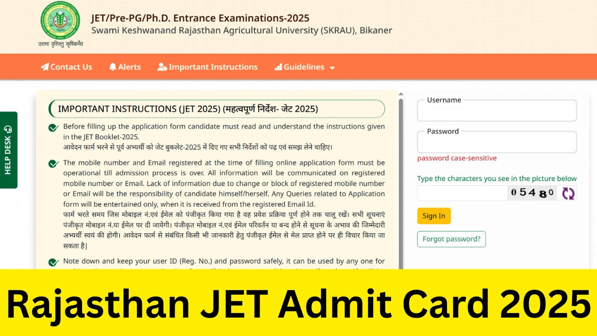 Rajasthan JET Admit Card 2025
