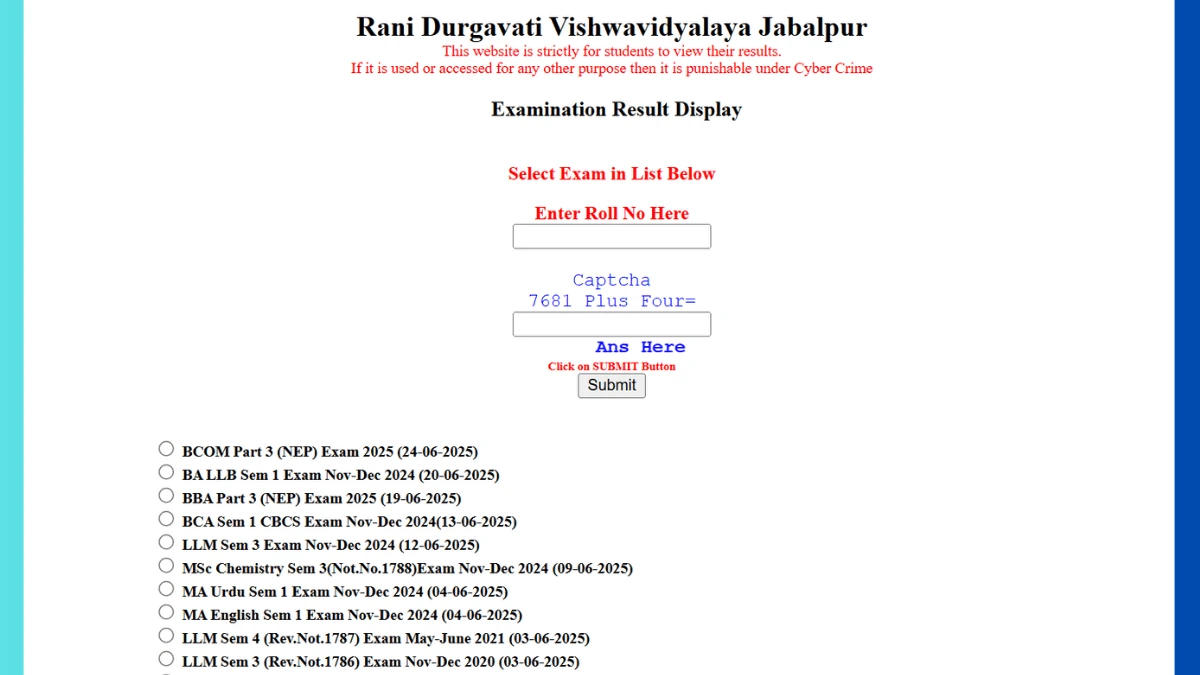RDVV Result 2025