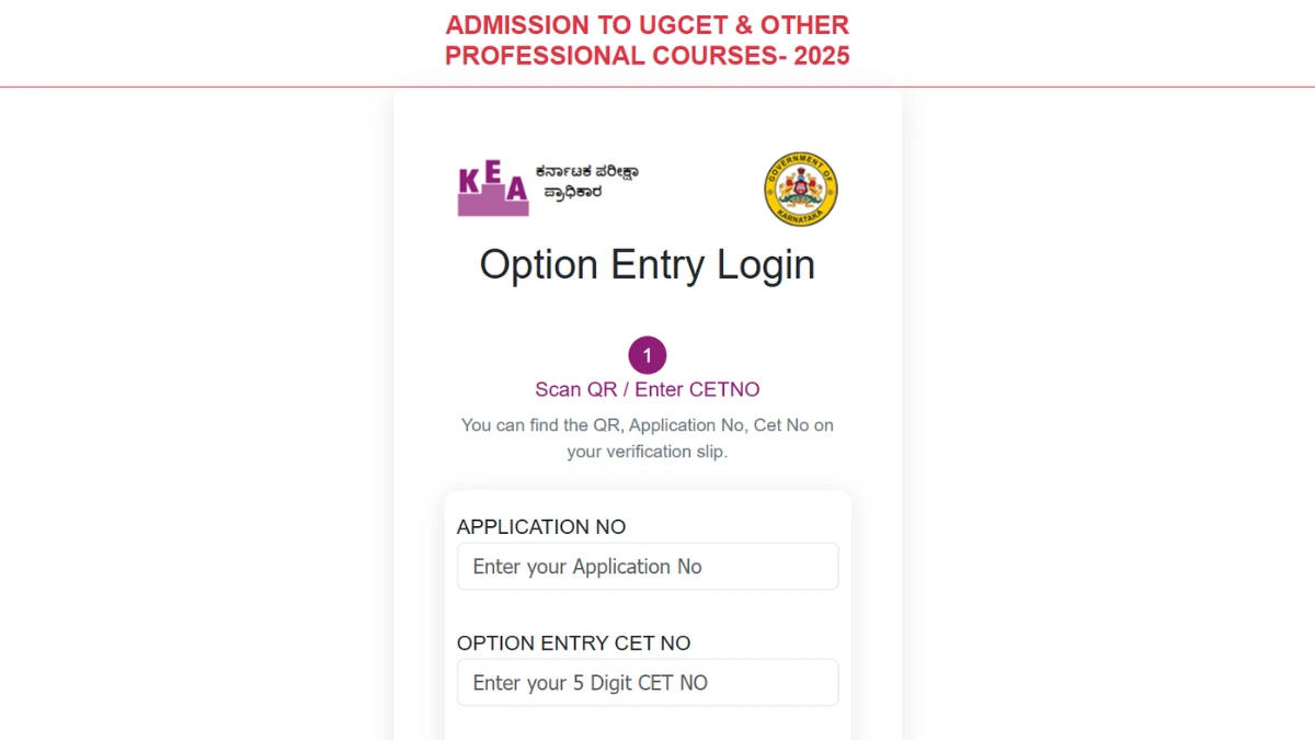 KCET Counselling 2025 Option Entry