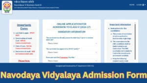 Jawahar Navodaya Vidyalaya Admission Form 2026-27