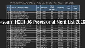 Assam NEET UG Provisional Merit List 2025