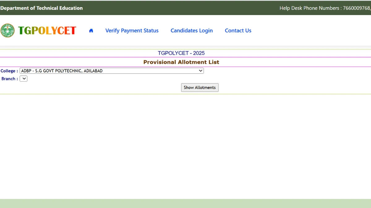 TS POLYCET 2025 Seat Allotment Result