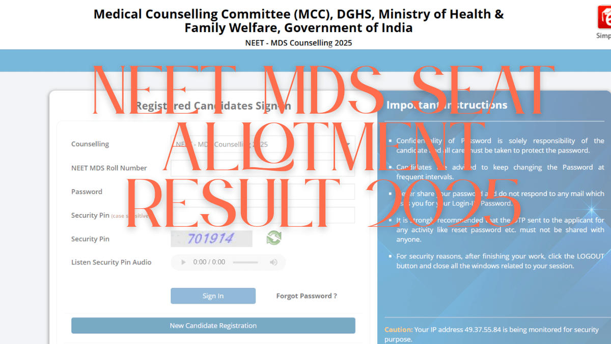 NEET MDS Seat Allotment Result 2025
