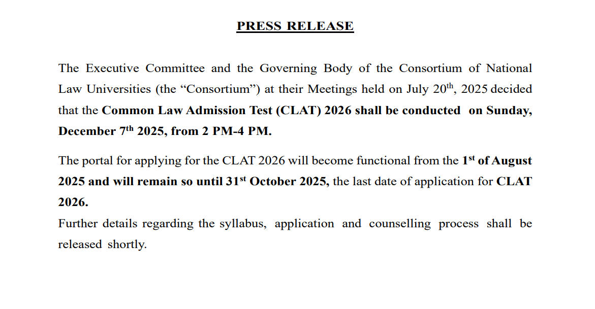 CLAT 2026 Notification