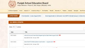 PSEB Compartment Exam Date Sheet 2025
