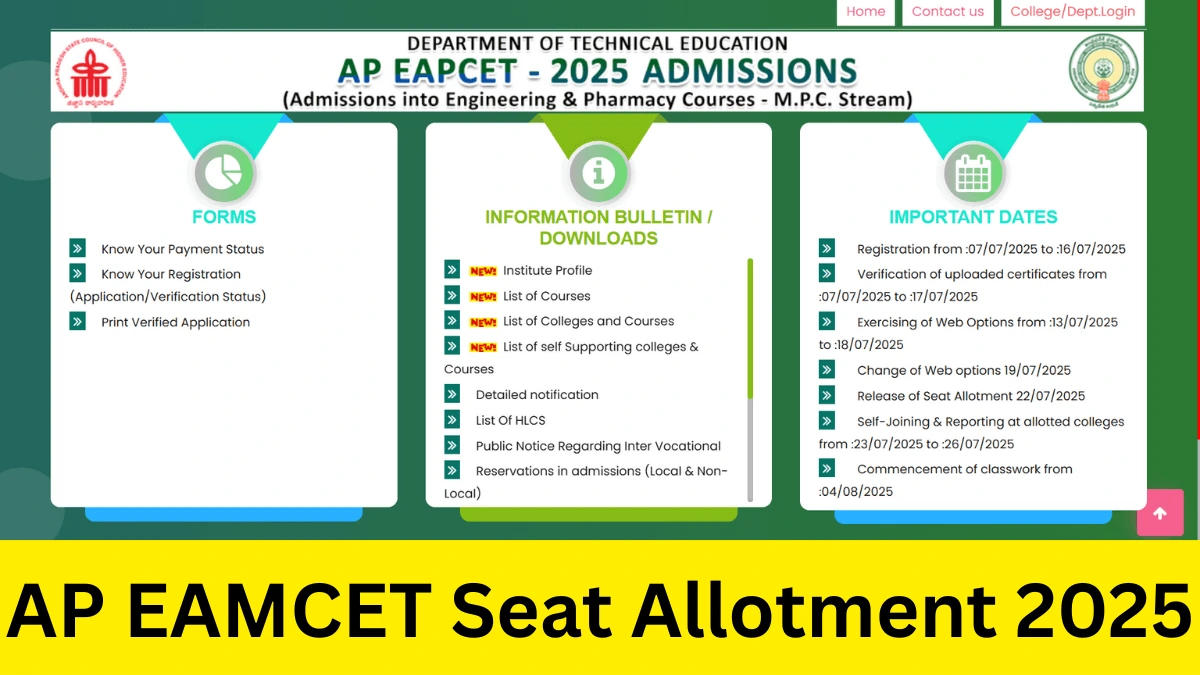 AP EAMCET Seat Allotment 2025