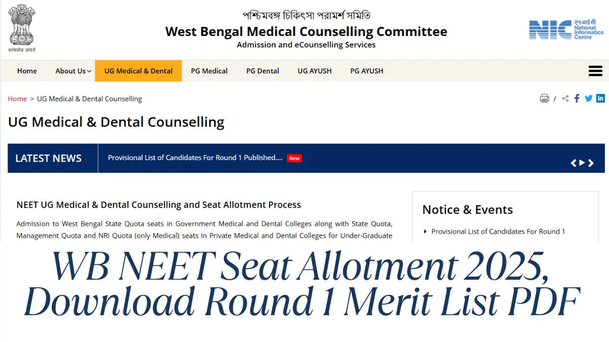 WB NEET Seat Allotment 2025