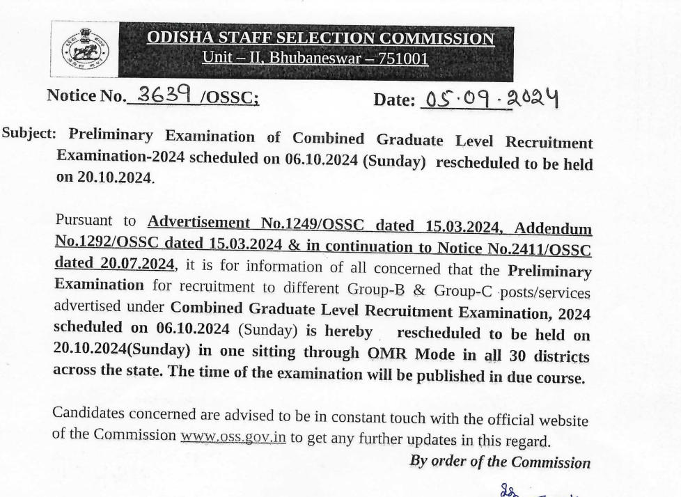 OSSC CGL 2024: Prelims Exam on 20 October, Admit Card Updates, Syllabus_3.1