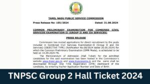 TNPSC Group 2 Hall Ticket 2024 released